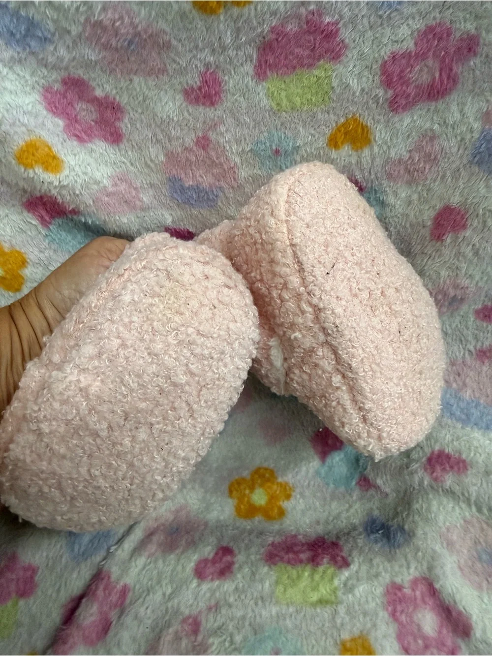 Plush Pink Baby Slippers with Cozy Fleece Lining